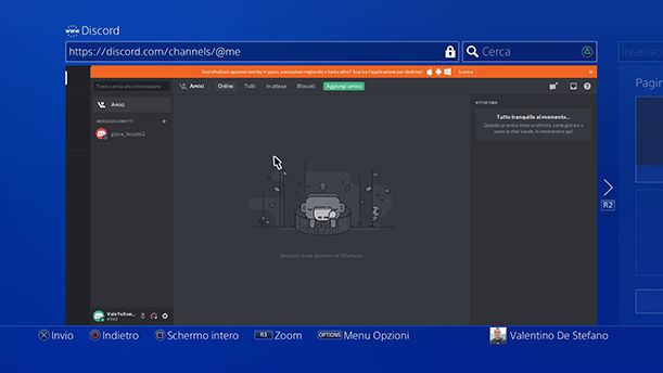 Utilizzare Discord su PS4