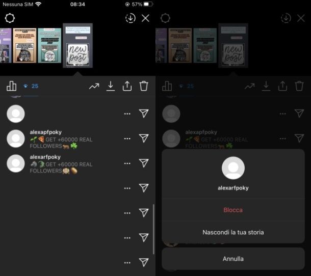 Blocco Bot IG storie