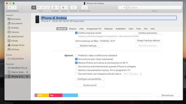 Cambiare nome iPhone da Mac