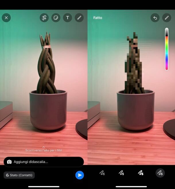 Pixellare foto su WhatsApp