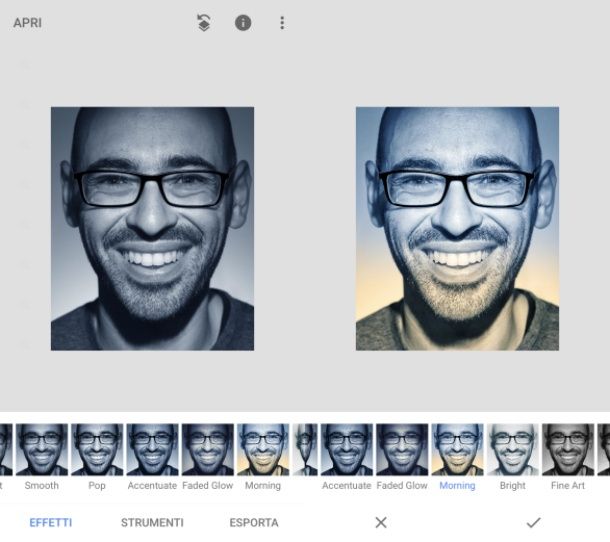 Come usare gli effetti di Snapseed