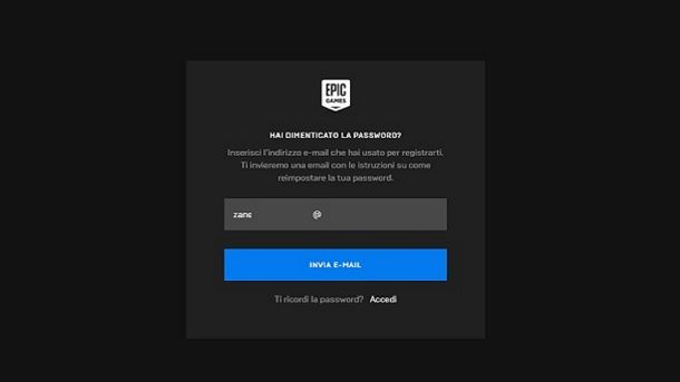 Come ripristinare password account Fortnite Epic Games