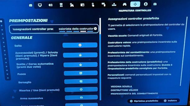 Preset comandi Fortnite PlayStation