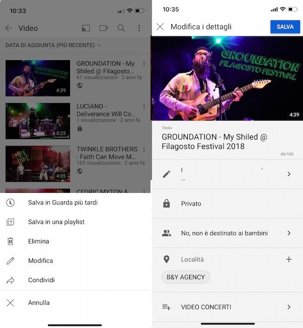 Rendere privato un video su YouTube da smartphone e tablet