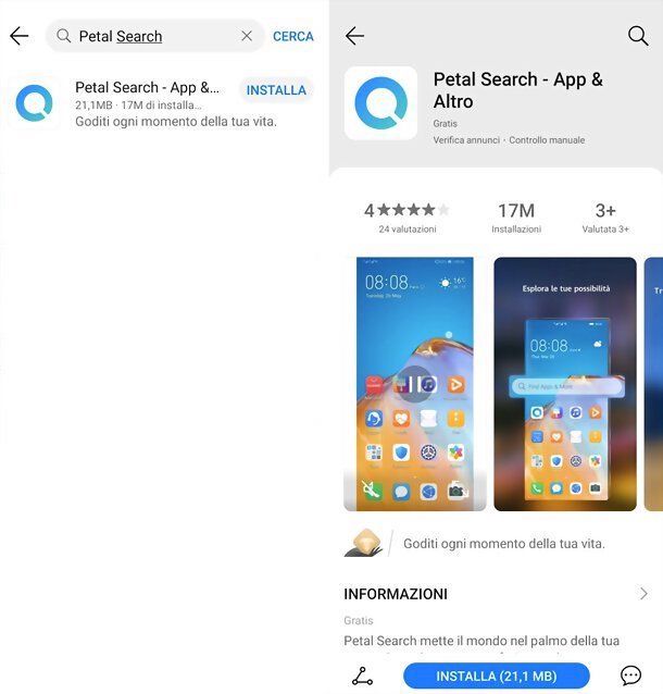 Installazione HUAWEI Petal Search