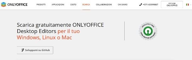 Pagina di download di OnlyOffice