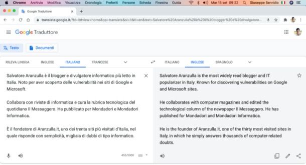 Google Traduttore su PC
