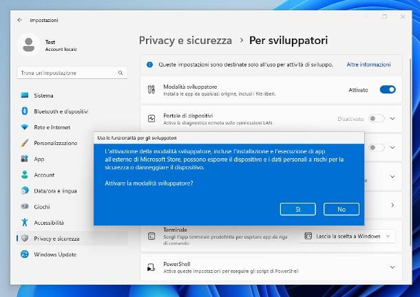 Come attivare la modalità sviluppatore su Windows