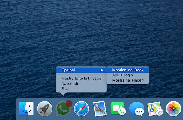 Fissare applicazioni barra Dock su macOS
