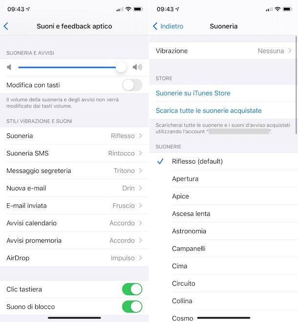 Impostazioni suoni iPhone