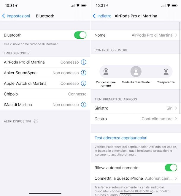 Rinominare accessori Bluetooth da iPhone