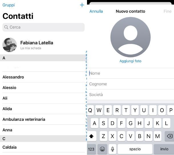 Nuovo contatto iPhone