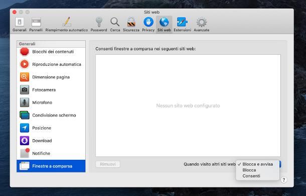 Come togliere popup da Mac