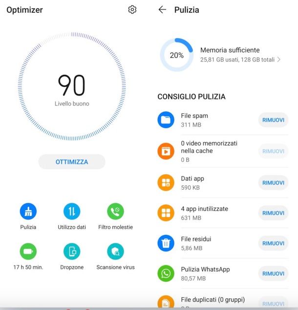 Come svuotare la memoria del telefono Huawei