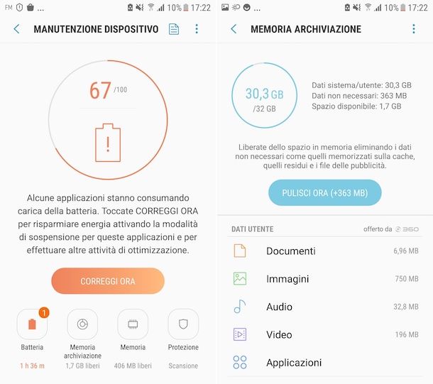 Come svuotare la memoria del telefono Samsung