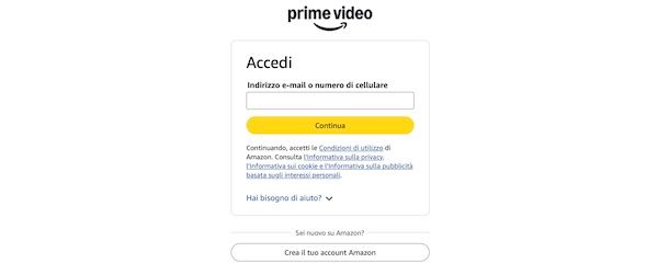 Amazon Prime su browser