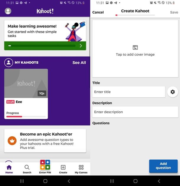 Giocare a Kahoot! Play & Create Quizzes