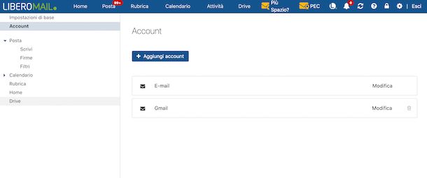 Impostazioni account email Libero