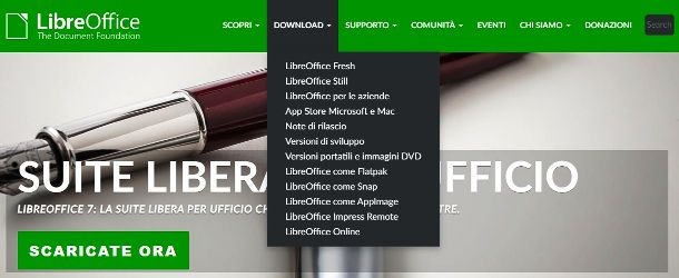 Homepage di LibreOffice