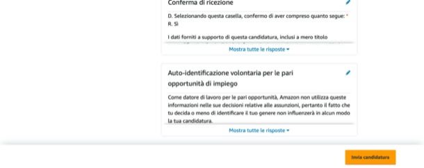 Inviare candidatura ad Amazon