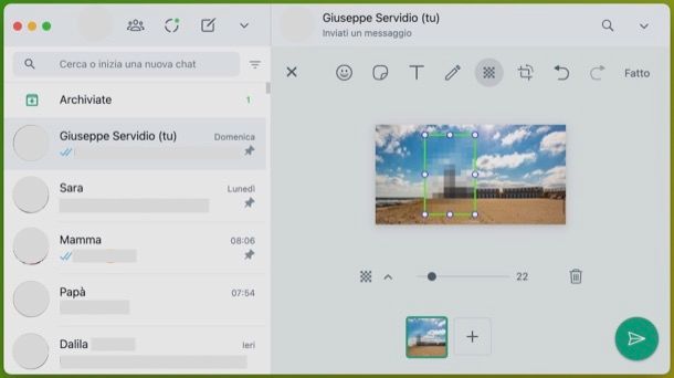 Pixellare foto su WhatsApp Desktop