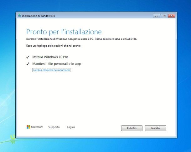 Come fare aggiornamento Windows 10