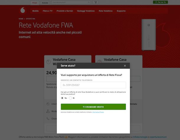 Copertura Vodafone FWA