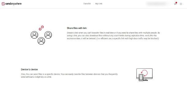 Usare Send Anywhere per condividere link