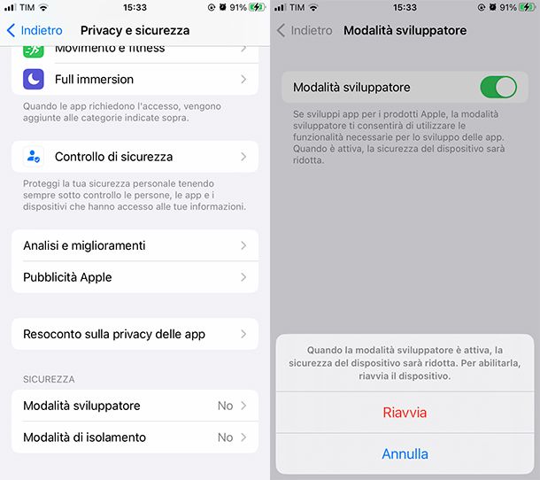 Come attivare le opzioni sviluppatore su iPhone