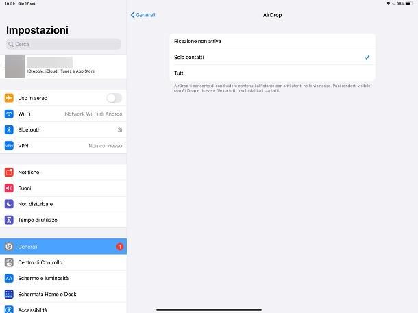 Come attivare AirDrop su tablet