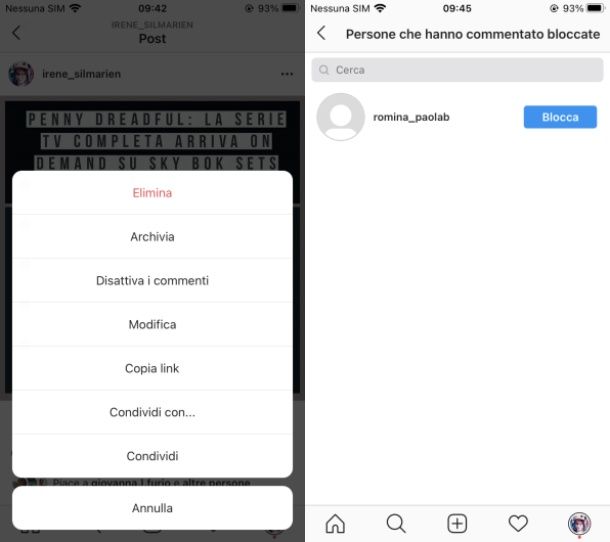 bloccare commenti IG