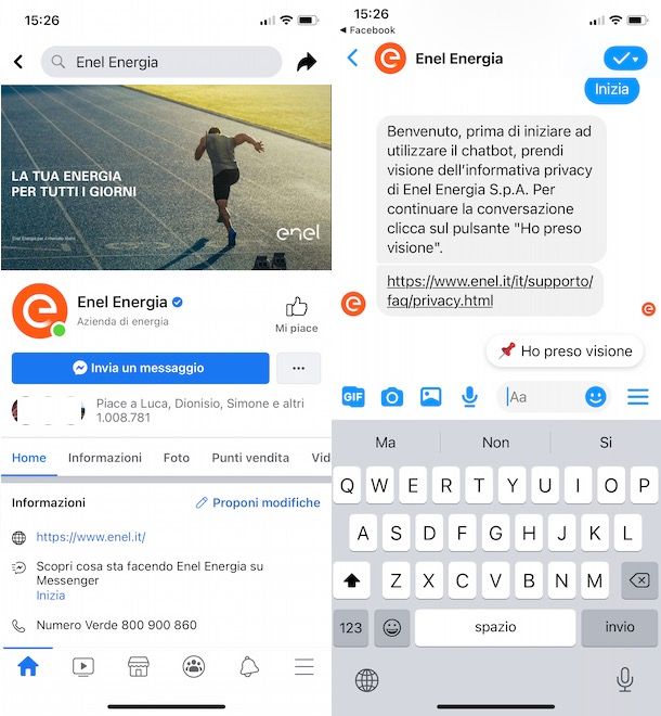 Contattare Enel Energia su Facebook