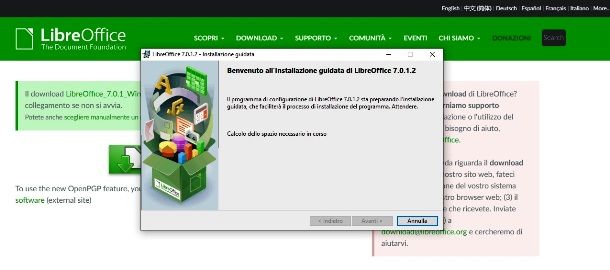 Setup di LibreOffice