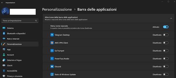 Come nascondere icone sulla barra delle applicazioni