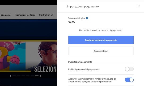 Aggiungi metodo di pagamento PC