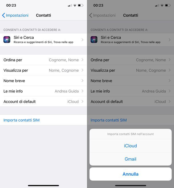 Impostazioni iOS