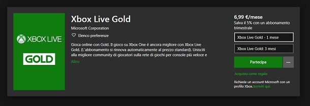 Abbonarsi a Xbox Live per il multiplayer