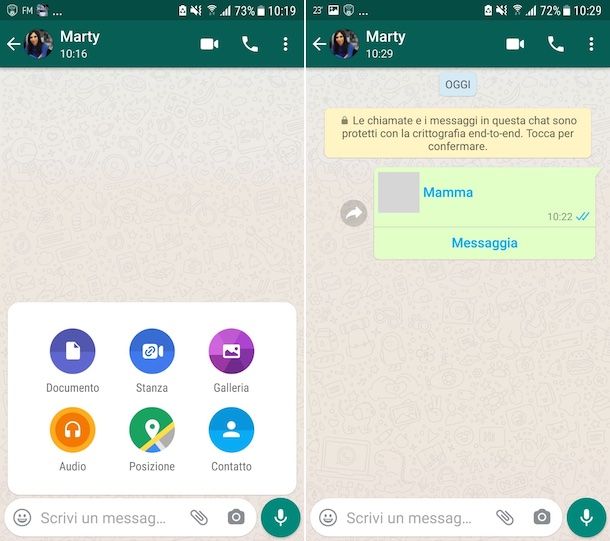 Condivisione numero di telefono su WhatsApp Android