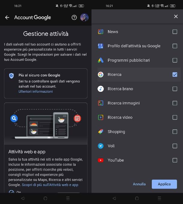 Come cancellare cronologia Google Search su Android