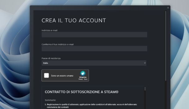 Come creare un account Steam da computer