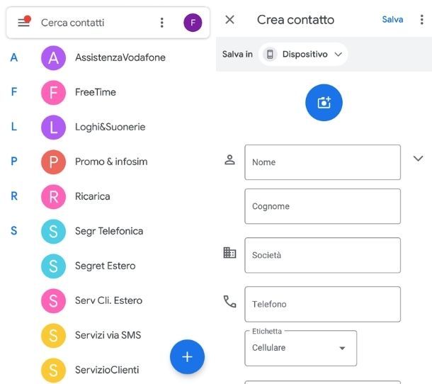 contatti Android