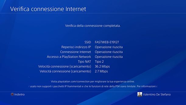 Controllare connessione PS4