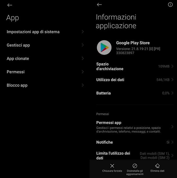 Cancellare cache Play Store