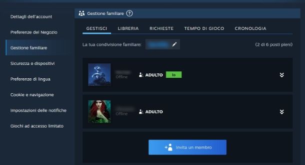 Come creare account famiglia Steam