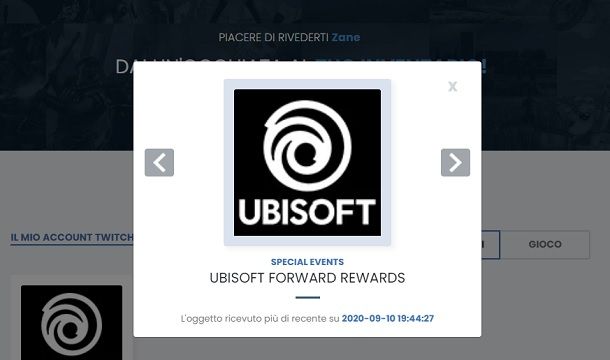 Ricompensa ricevuta Ubisoft Forward