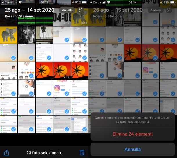 Eliminare foto da iCloud