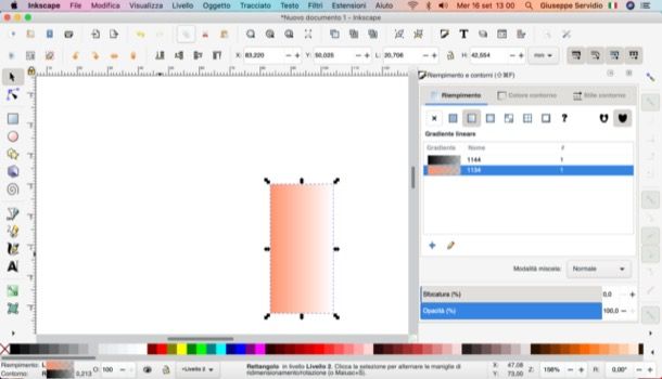 Modifica colore di riempimento Inkscape