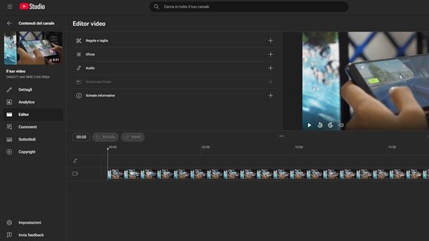 Come editare un video di YouTube Studio