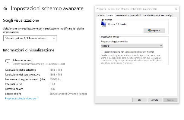 Come vedere gli Hz del monitor su Windows