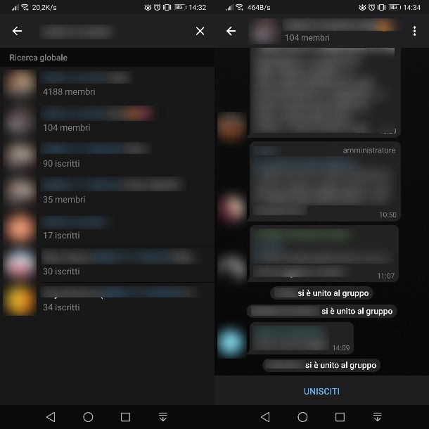 Come cercare gruppi su Telegram
